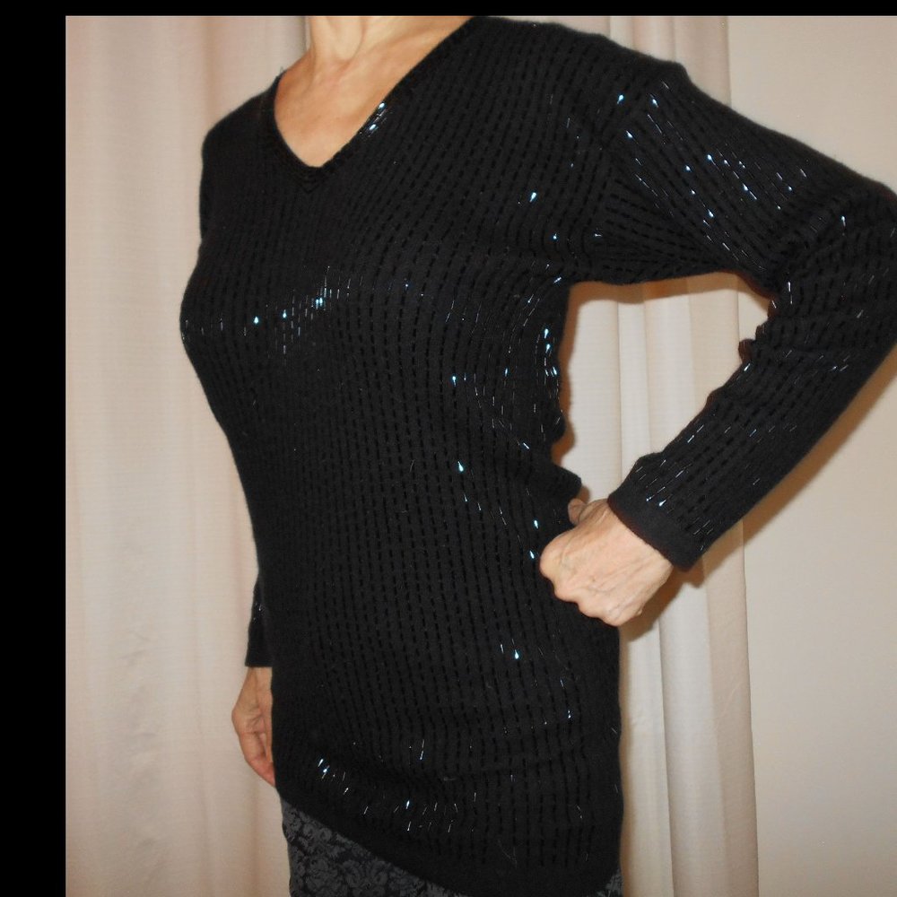 Vintage '80s beaded wool angora tunic sz S